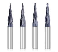 Tapered Spiral End Mill Ball Nose, 1/4'' Shank Carbide End Mill Spiral Router Bit Carbide 2-Flute Milling Cutter For Milling(R1.0x20xD6.35x50)