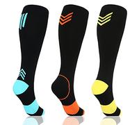 Tapesb 3 Pairs Plus size compression socks wide calf women men knee high 20-30 mmhg circulation for swelling 2xl 3xl 4xl 5xl, Three-color Sports, 3X-Large