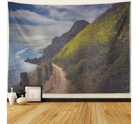 Tapestries Black Bloom With Mountain And Valley Sunset Flower California Coast Soft Garden Tapestry Aesthetic Tapestry For Living Room Party Bedroom M