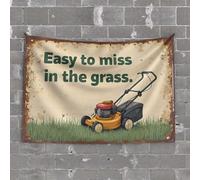 Tapestries Easy to Miss in The Grass: Lawn Mower Humor Tapestry Garage Decor for Men Funny Patio Decor(100X150CM)