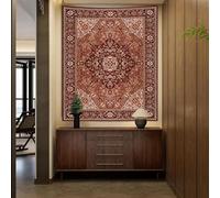 Tapestries Extra Large 180 x 230 cm, Custom Image Logo Text Personalized Tapestry Wall Hanging Backdrop, Brown, Red, Art Deco Vintage Floral,