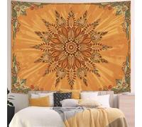 Tapestries Extra Large 180 x 230 cm, Custom Image Logo Text Personalized Tapestry Wall Hanging Backdrop, Orange, Brown, Green, Red Art Deco Vintage Floral,
