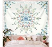 Tapestries Extra Large 180 x 230 cm, Custom Image Logo Text Personalized Tapestry Wall Hanging Backdrop, Blue, Green, Pink, White Art Deco Vintage Floral,