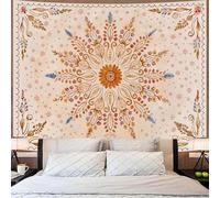 Tapestries Extra Large 180 x 230 cm, Custom Image Logo Text Personalized Tapestry Wall Hanging Backdrop, Orange, Brown, Pink, Blue Art Deco Vintage Floral,