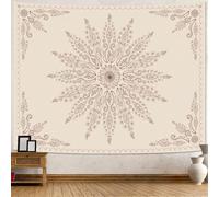 Tapestries Extra Large 200 x 300 cm, Custom Images Banners Signs Personalized Tapestry Wall Hanging, Beige Art Deco Vintage Floral,