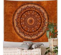 Tapestries Extra Large 200 x 300 cm, Custom Images Banners Signs Personalized Tapestry Wall Hanging, Orange, Brown Art Deco Vintage Floral,