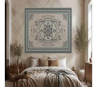 Tapestries Extra Large 200 x 300 cm, Custom Images Banners Signs Personalized Tapestry Wall Hanging, Retro Floral Beige, Blue, Black,