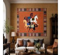 Tapestries Extra Large 200 x 300 cm, Custom Images Banners Signs Personalized Tapestry Wall Hanging, Retro Geometric Red, Black, White, Beige, Brown, Colorful,