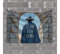 Tapestries Man in Blue Cape with 'Slow Eggs Long' Stands Before Stone Archwa Tapestry Bedroom Decor for Teens Tapestry for Walls(100X150CM)