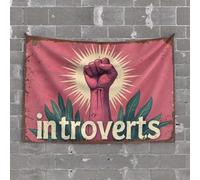 Tapestries Room Decor Empowering Introverts: A Fist Raised in Solidarity Tapestry Garage Accessories for Man Cave Stuff for Your Roo(100X150CM)