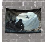 Tapestries Room Decor Soldiers Watch Helicopter Flying Over Mountains Tapestry Boys Bedroom Accessories Astethic Stuff for Room(100X150CM)