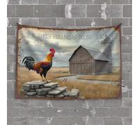 Tapestries Rustic Farm Scene with Rooster On Rocks Tapestry Bedroom Decor for Teens Tapestry for Walls(75X100CM)