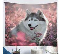 Tapestry 130x150 cm Husky Wall Hanging Microfiber Large Size Tapestries 3D Print Cute Animals and Pets Wall Hangings Art for Bedroom Living Room Home Decor A1549