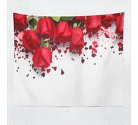 Tapestry 180x230 cm Red Roses Wall Hanging Microfiber Extra Large Size Tapestries 3D Print Beautiful Flowers Wall Hangings Art for Bedroom Living Room Home Decor A2040