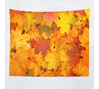 Tapestry 200x200 cm Orange Maple Leaves Wall Hanging Microfiber Extra Large Size Tapestries 3D Print Plants Wall Hangings Art for Bedroom Living Room Home Decor A1107