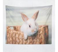 Tapestry 200x200 cm White Rabbit Wall Hanging Microfiber Extra Large Size Tapestries 3D Print Cute Animals and Pets Wall Hangings Art for Bedroom Living Room Home Decor A22