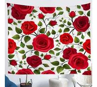 Tapestry 200x300 cm Red Flowers Wall Hanging Microfiber Extra Large Size Tapestries 3D Print Beautiful Flowers Wall Hangings Art for Bedroom Living Room Home Decor A2775