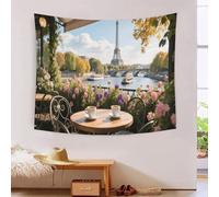 Tapestry 3D Printed Eiffel Tower, Soft Polyester High-Definition Artistic Romantic Paris Tablecloth, Multi-Purpose Wall Decor for Bedroom & Living Room, Unique Gift 100cmx150cm