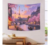 Tapestry 3D Printed Eiffel Tower, Soft Polyester High-Definition Artistic Romantic Paris Tablecloth, Multi-Purpose Wall Decor for Bedroom & Living Room, Unique Gift 130cmx150cm