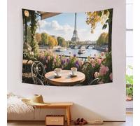 Tapestry 3D Printed Eiffel Tower, Soft Polyester High-Definition Artistic Romantic Paris Tablecloth, Washable Wall Decor for Study & Office, Modern Gift 70cmx100cm