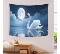 Tapestry 3D Printed Swan Lake, Soft Polyester High-Definition Artistic Moonlit Blanket, Odor-Free Wall Decor for Study & Office, Premium Gift 130cmx150cm