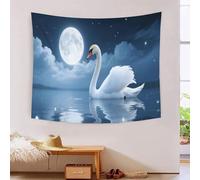 Tapestry 3D Printed Swan Lake, Soft Polyester High-Definition Artistic Moonlit Blanket, Washable Wall Decor for Study & Office, Unique Gift 180cmx230cm
