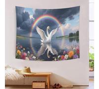 Tapestry 3D Printed Swan Lake, Soft Polyester High-Definition Artistic Peaceful Rainbow Tablecloth, Multi-Purpose Wall Decor for Bedroom & Living Room, Unique Gift 150cmx200cm