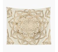 Tapestry 60x50inch Flower of Life in Lotus - pastel golds and canvas Wall Hanging Art Décor Living Room