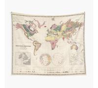 Tapestry 60x50inch Vintage Geological Map of The World (1856) Wall Hanging Art Décor Living Room