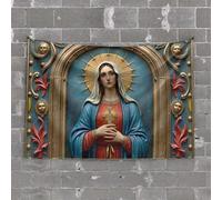 Tapestry Aesthetic Golden Halo Surrounds The Virgin In Ornate Religious Iconography Tapestry Room Door Decor Tapestry For Wall(100X150CM)