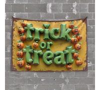 Tapestry Aesthetic Halloween Fun: Pumpkin Faces Around 'Trick Or Treat' Tapestry Dorm Decor Wall Tapestry(100X150CM)