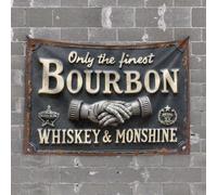 Tapestry Aesthetic Only The Finest Bourbon: A Handshake of Whiskey & Moonshine Tapestry Funny Outdoor Decor Cool Room Accessories for Teen(75X100CM)