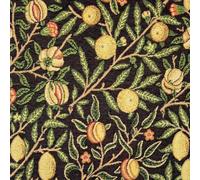 Tapestry Fabric William Morris Pomegranate Fruit Floral Flower Damask (Sold Per Metre) (Ebony)