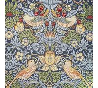 Tapestry Fabric William Morris Strawberry Thief Floral Flower Bird (Sold Per Half Metre) (Navy)