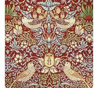 Tapestry Fabric - William Morris Strawberry Thief Red - Bird & Floral Design Upholstery Curtain Cushion Fabric Material (100cm x 140cm)