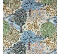 Tapestry Fabric William Morris The Brook Trees Deer Animals Nature 140cm Wide (Price Per Metre) (Natural)