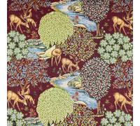 Tapestry Fabric William Morris The Brook Trees Deer Animals Nature 140cm Wide (Price Per Metre) (Wine)