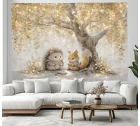 Tapestry for Bedroom Aesthetic, cartoon animals Wall Hanging, Turmeric Hedgehog, squirrel, Mystic Wall Decoration for Home Bedroom, Living Room, Dorm 100x150cm
