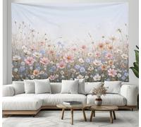 Tapestry for Bedroom Aesthetic, Countryside Flowers Wall Hanging, powder blue wildflowers and butterflies, Mystic Wall Decoration for Home Bedroom, Living Room, Dorm 100x150cm