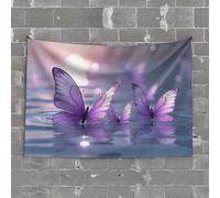 Tapestry For Bedroom Aesthetic Purple Butterflies In The Sunset Reflection Tapestry Funny Decor For Bar Bar Accessories For Man Cave(100X150CM)