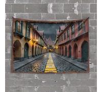 Tapestry for Bedroom Cozy Cobblestone Lane: A Warm, Inviting Street Scene Tapestry Wall Decor Dorm Beer Decorations for Man Cave(100X150CM)