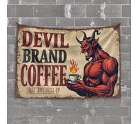 Tapestry for Bedroom Devil Brand Coffee: Wake The Hell Up! Tapestry Bedroom Decor for Teens Men Cave Decor(100X150CM)