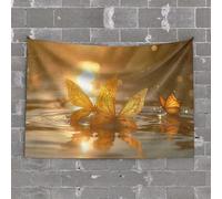Tapestry for Bedroom Golden Butterflies in Sunset Reflections Tapestry Vintage Bar Decor Funny Decor for Bar(75X100CM)