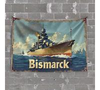 Tapestry for Bedroom Grand Naval Expedition: The Mighty Bismarck Dominates The Seas Tapestry Wall Decor Dorm Beer Decorations for Man Cave(75X100CM)