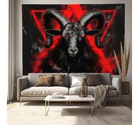 Tapestry For Bedroom Red-Eyed Goat Wall Hangings Red Tapestries Horrible Animals Room Decor Yoga Mat, Suitable For Bedrooms, Living Rooms, And Offices - 150 X 230 Cm
