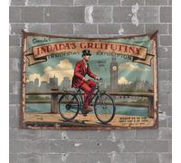Tapestry for Men Canada's Great Tiny Exhibition: A Victorian Bicycle Ride Through Tapestry Bar Man Cave Decor Bar Decor for Home(100X150CM)