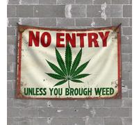Tapestry for Men No Entry: Unlock with Weed Only Sign Tapestry Funny Kitchen Decor Funny Decor for Bar(75X100CM)