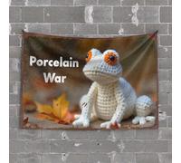 Tapestry for Men Porcelain War: The Crocheted Lizard'S Autumn Adventure Tapestry Funny Outdoor Decor Stuff for Your Room(100X150CM)