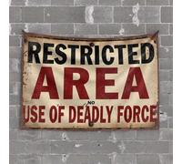 Tapestry for Men Restricted Area: No Use of Deadly Force Sign Tapestry Funny Kitchen Decor Funny Decor for Bar(75X100CM)