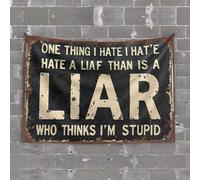 Tapestry for Men Rusty Sign: 'One Thing I Hate More Than A Liar is A Stupid Person Tapestry Funny Outdoor Decor Stuff for Your Room(75X100CM)